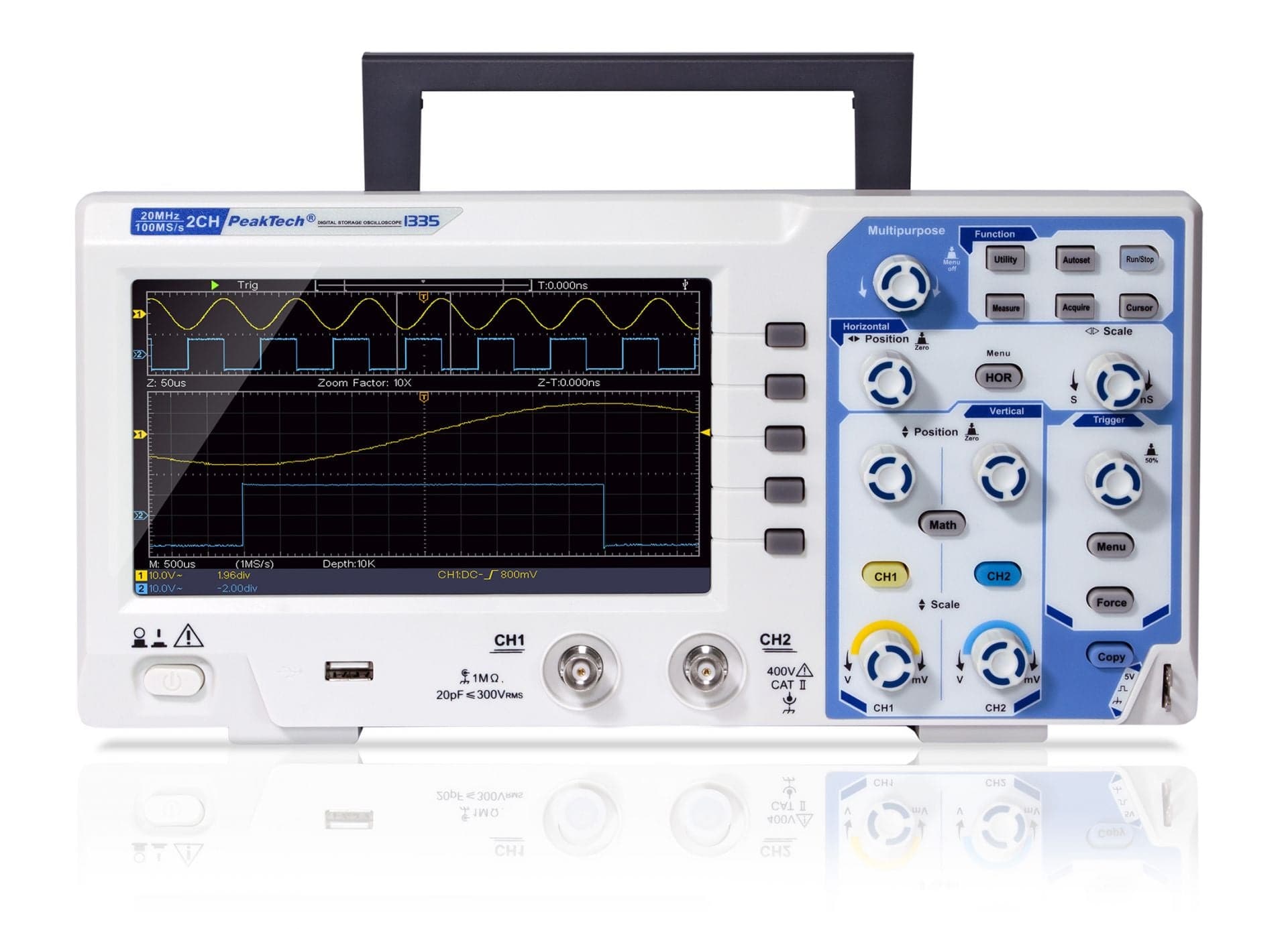 P 1335 - 20 MHz / 2 CH ~ 100 MS/s ~ Digital Speicheroszilloskop mit USB - MELTEC GmbH