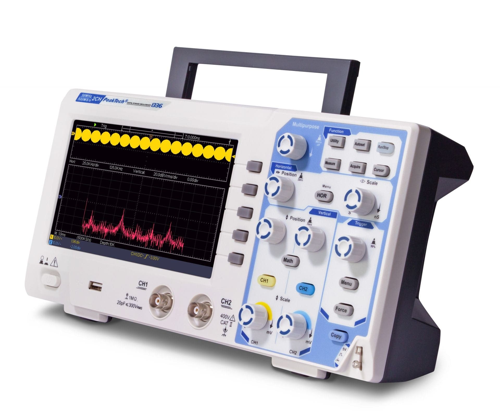 P 1336 - 50 MHz / 2 CH ~ 500 MS/s ~ Digital Speicheroszilloskop mit USB - MELTEC GmbH