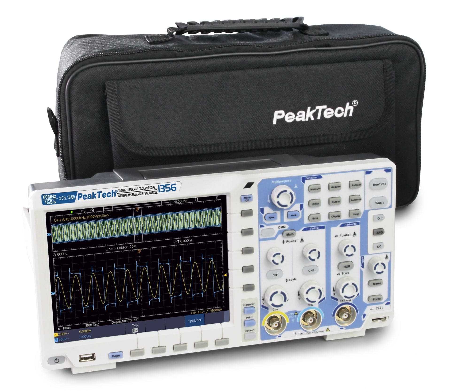 P 1356 - 60 MHz / 2 CH ~ 1 GS/s ~ Digital Speicheroszilloskop mit USB - MELTEC GmbH