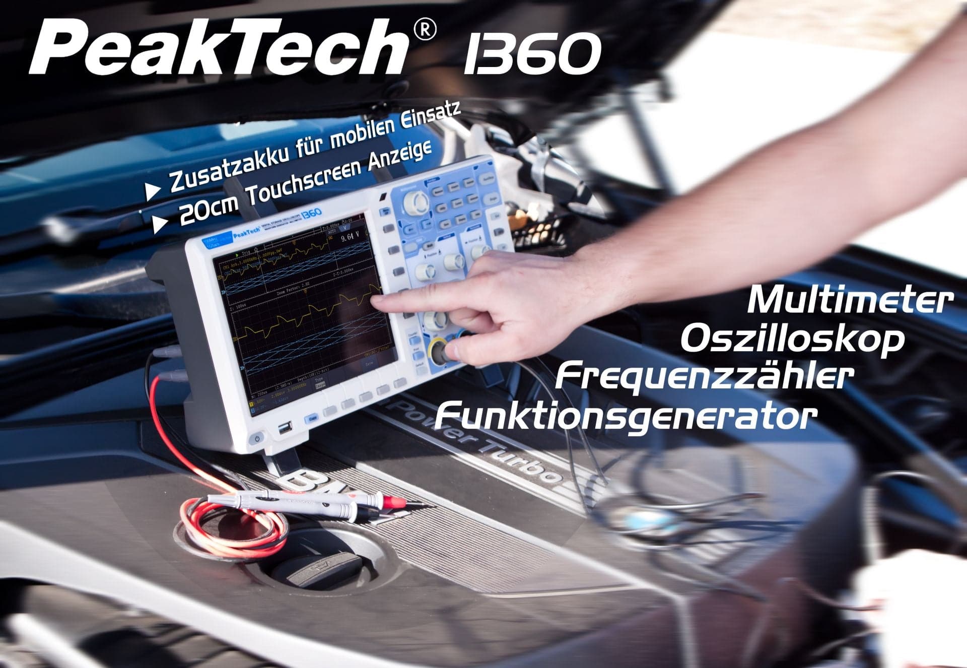P 1360 - 100 MHz / 2 CH ~ 1 GS/s ~ "All in one" Oszilloskop mit DMM & 25 MHz Generator - MELTEC GmbH