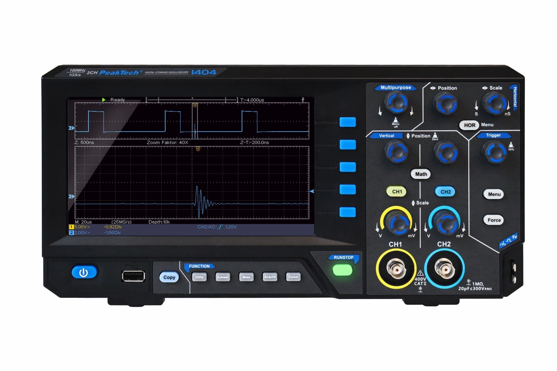 P 1404 - 100 MHz / 2CH, 1 GS/s Digital Speicher Oszilloskop - MELTEC GmbH