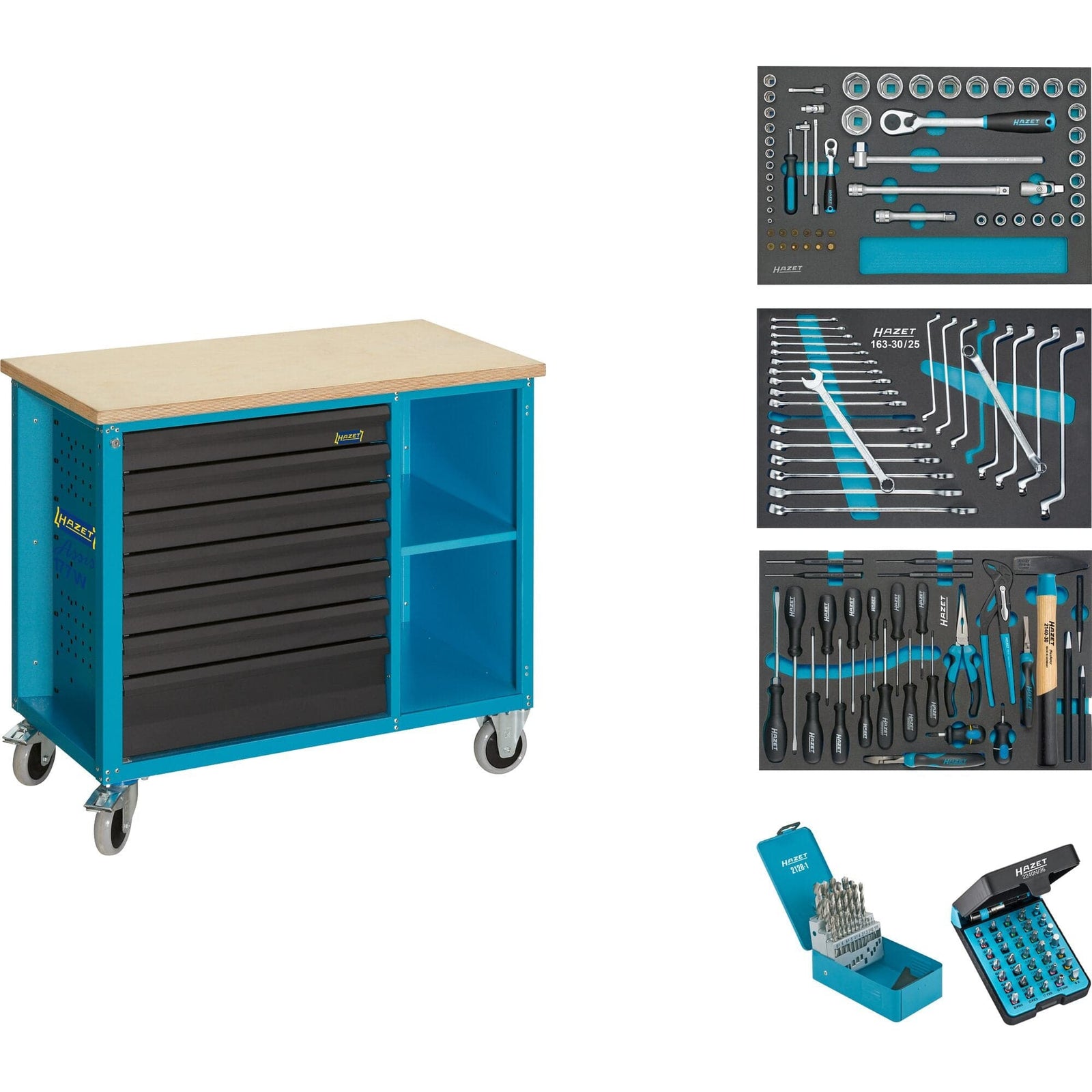 Fahrbare Werkbank ∙ mit Sortiment Schubladen, flach: 6 x 79 x 527 x 348 mm - MELTEC GmbH
