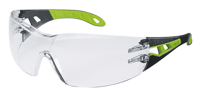 Schutzbrille farblos, UV400 pheos, schwarz/grün - MELTEC GmbH