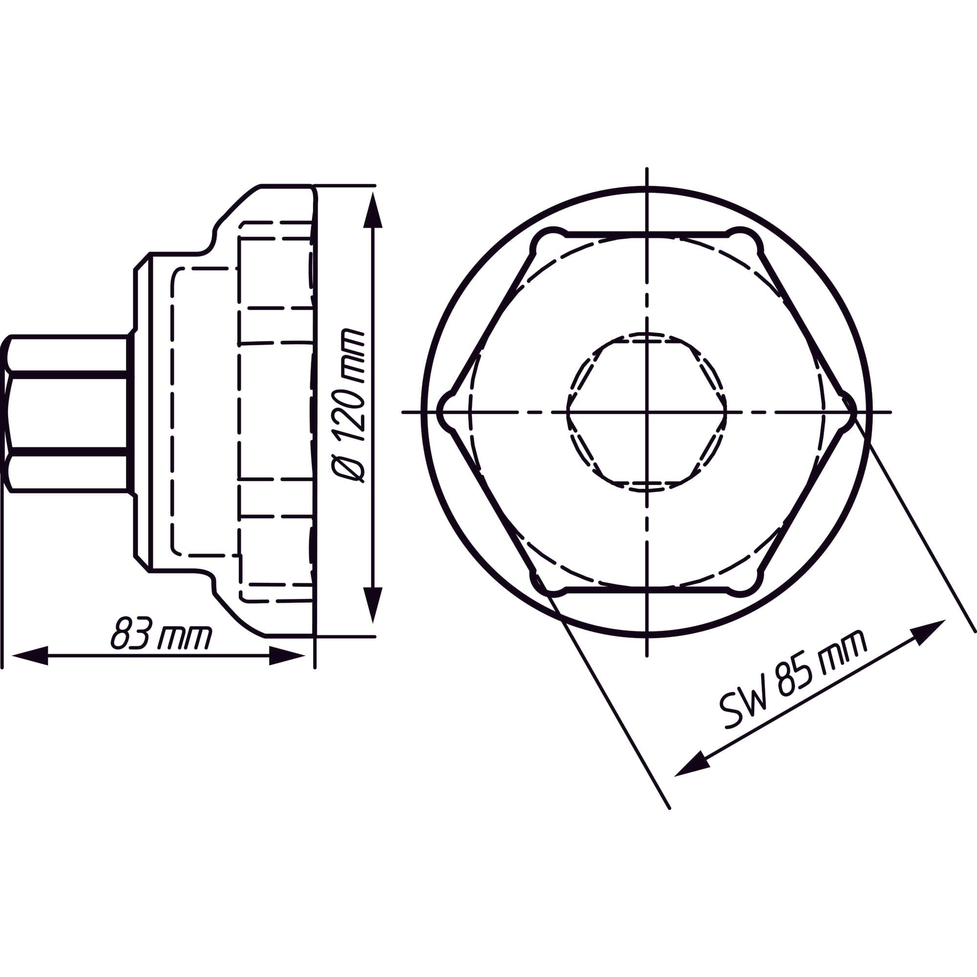 Nkw Achsmutter-Steckschlüssel Außen-Sechskant Profil ∙ 85 mm - MELTEC GmbH