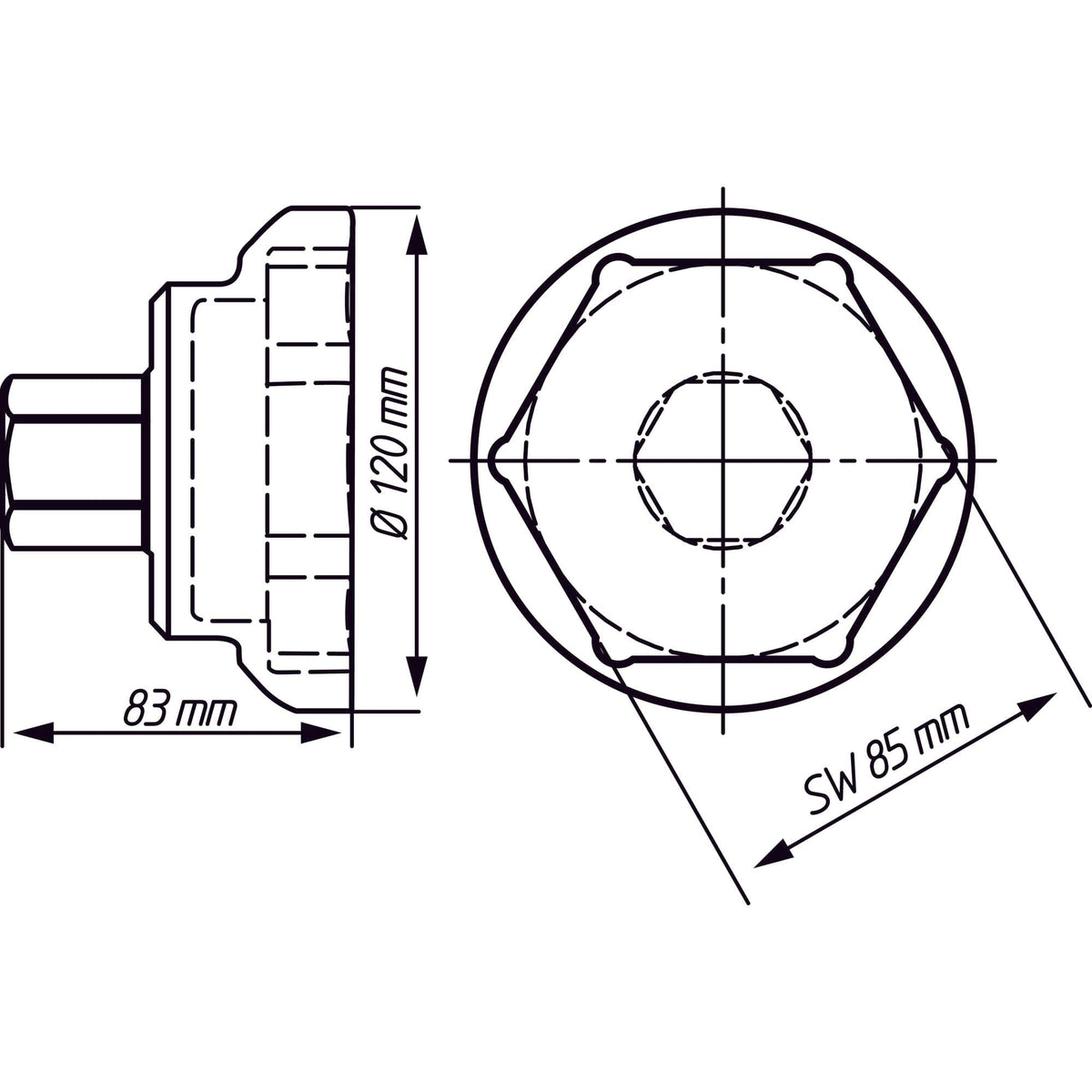 Nkw Achsmutter-Steckschlüssel Außen-Sechskant Profil ∙ 85 mm - MELTEC GmbH