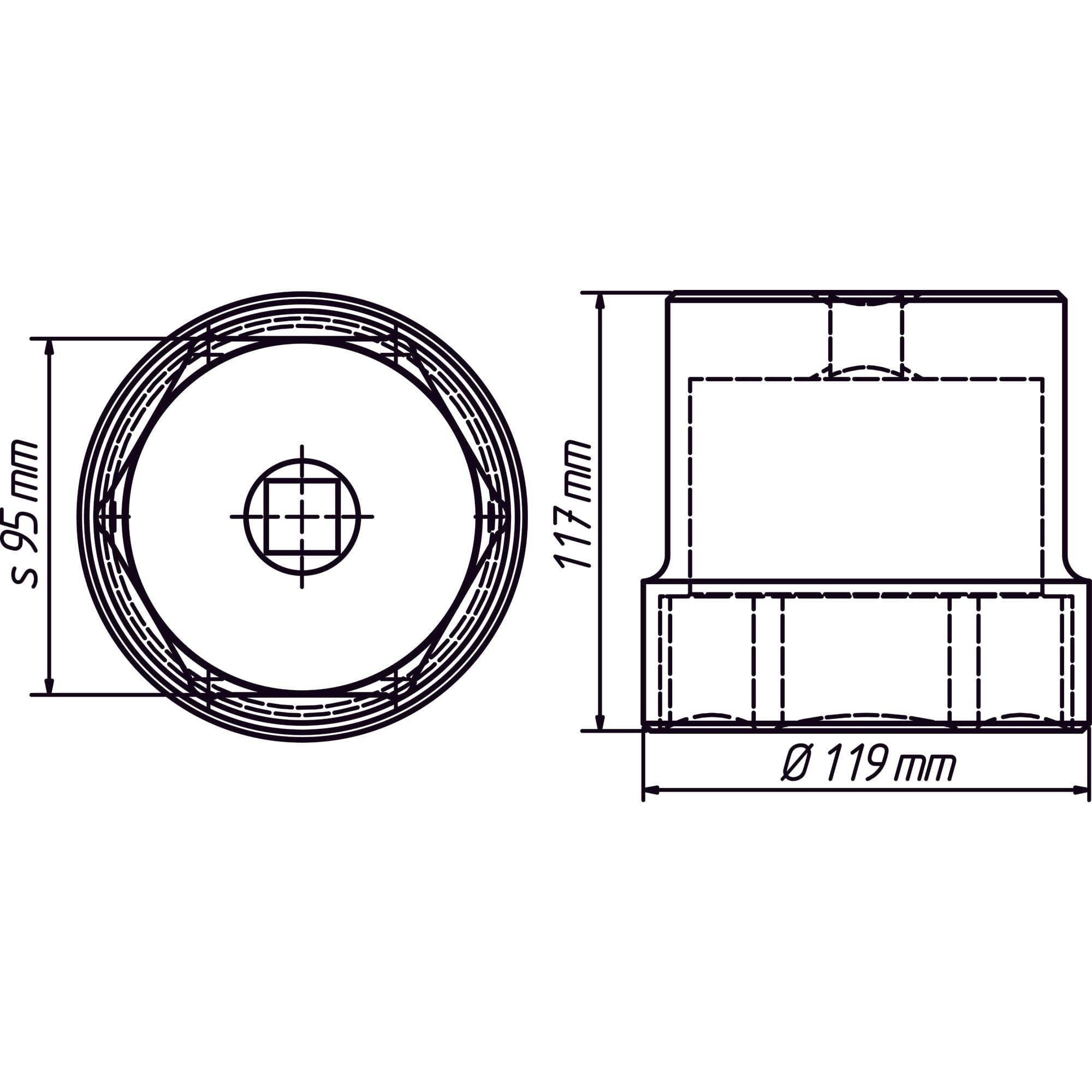 Nkw Ölkappen/ Achsmutter-Steckschlüssel Vierkant 20 mm (3/4 Zoll) ∙ 95 mm - MELTEC GmbH