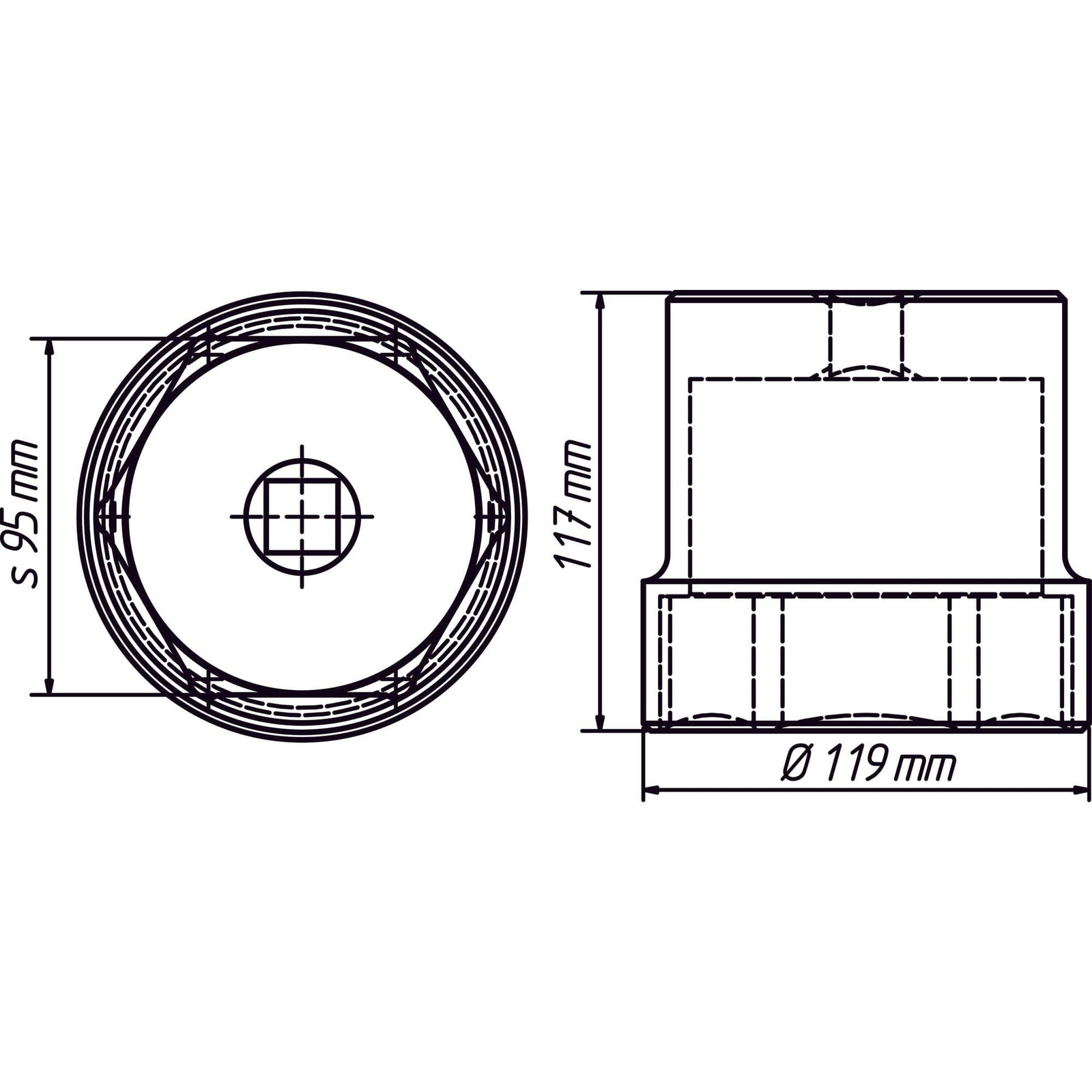 Nkw Ölkappen/ Achsmutter-Steckschlüssel Vierkant 20 mm (3/4 Zoll) ∙ 95 mm - MELTEC GmbH