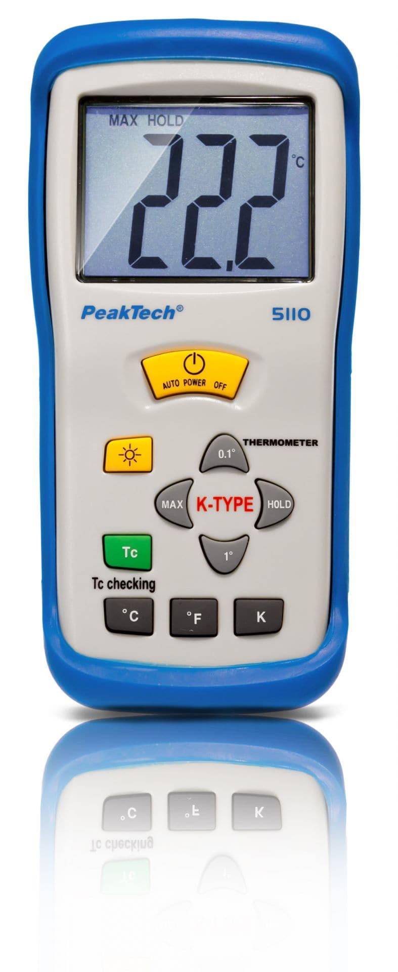 P 5110 - Digital-Thermometer ~ 1 CH ~ Typ-K ~ -50 ... +1300°C ~ mit °C/°F/K Anzeige - MELTEC GmbH