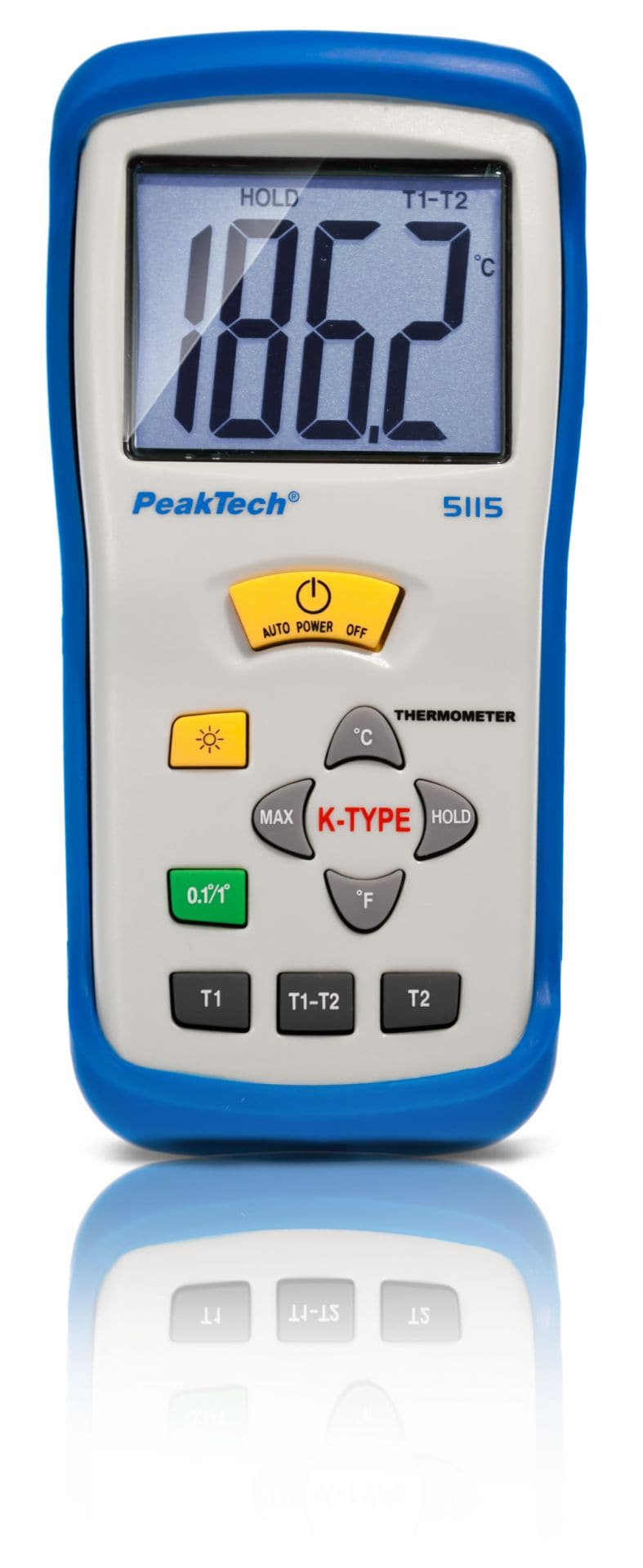 P 5115 - Digital-Thermometer ~ 2 CH ~ Typ-K ~ -50 ... +1300°C ~ mit °C/°F Anzeige - MELTEC GmbH