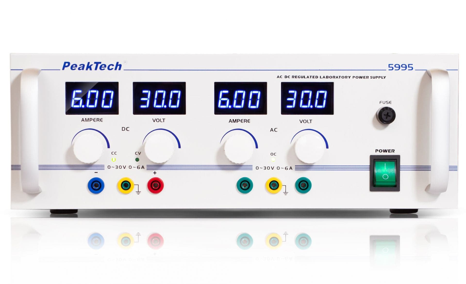 P 5995 - AC/DC Labornetzgerät ~ 0 - 30V / 0 - 6 A - MELTEC GmbH