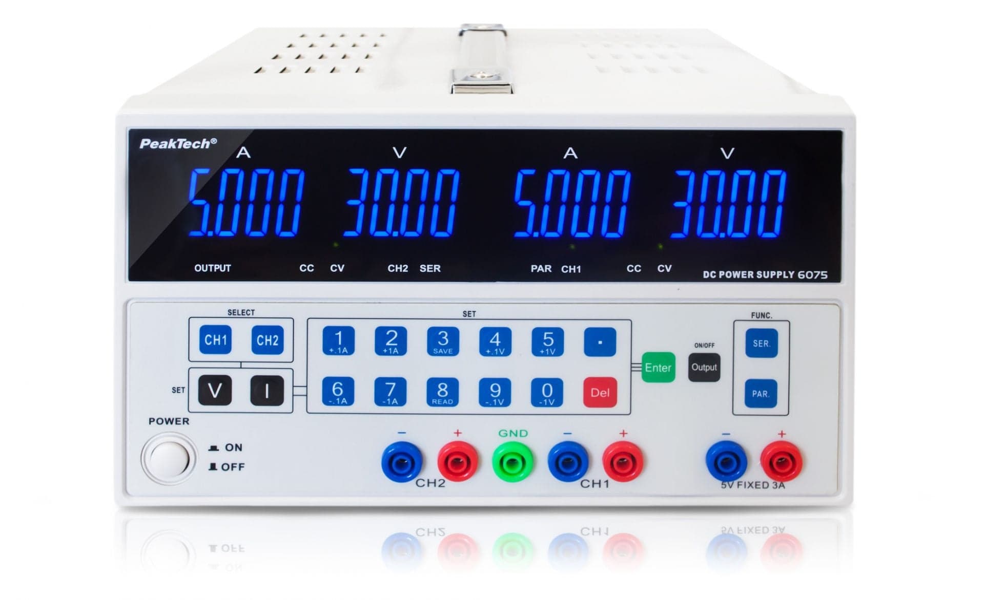 P 6075 - DC Linear Doppel-Labornetzgerät ~ 0 - 30 V / 0 - 5 A ~ mit Tastensteuerung - MELTEC GmbH