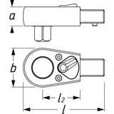 Einsteck-Umschaltknarre 19.6mm - MELTEC GmbH